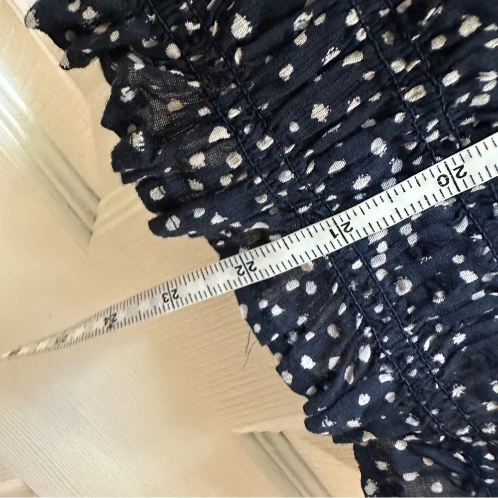 J. Crew Navy White Speckled Blouse Smocked top XL - Picture 6 of 11